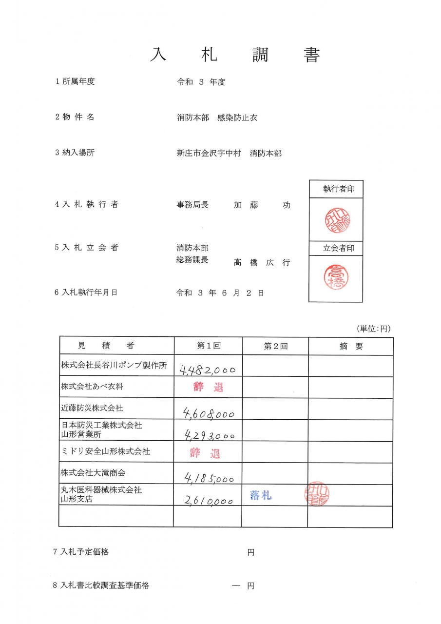 入札調書