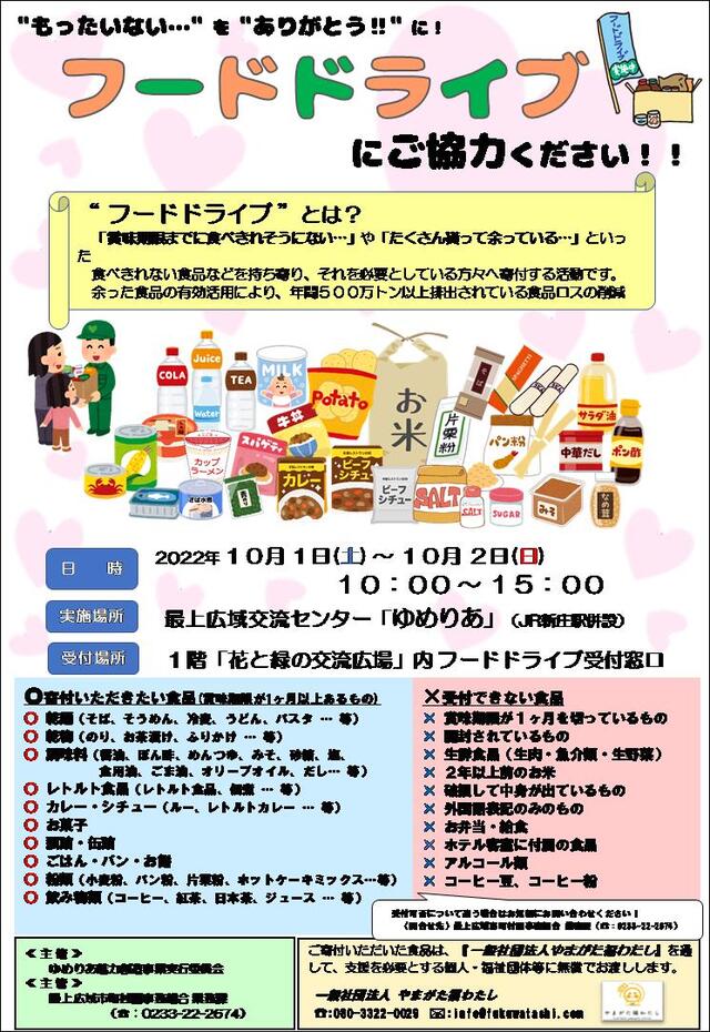 もがみエコフェスタ2022 フードドライブ実施のお知らせ